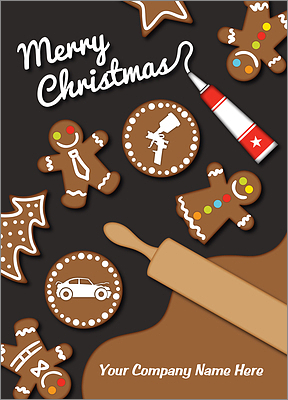 Auto Body Gingerbread Christmas Card (Glossy White) 