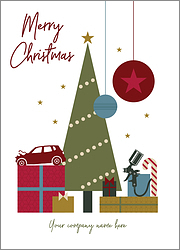 Auto Body Green Tree Christmas Card