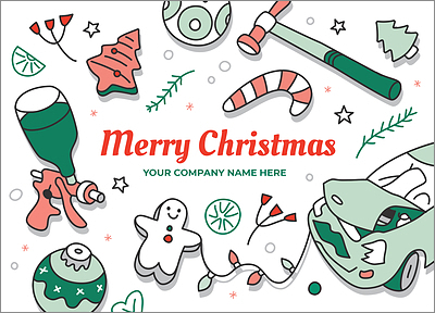 Auto Body Merry Holiday Card (Glossy White) 