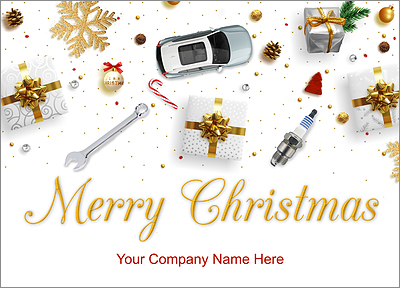 Auto Mechanic Tools Holiday Card (Glossy White) 