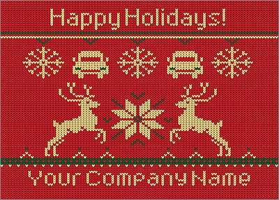 Auto Reindeer Christmas Card (Glossy White) 