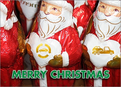 Auto Salvage Santas Card (Glossy White) 