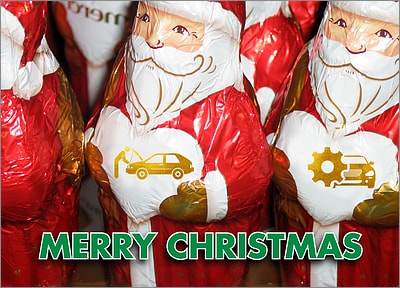 Automotive Santas Card (Glossy White) 