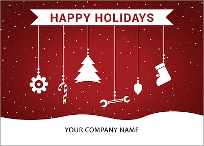 Mechanics Ornaments Holiday Card (Glossy White) 