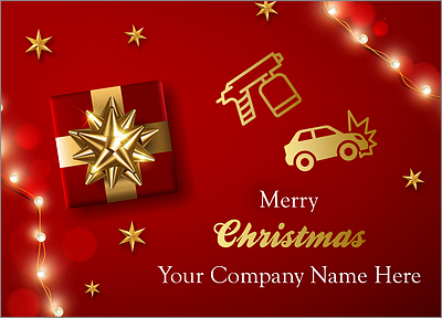 Red Auto Body Christmas Card (Glossy White) 