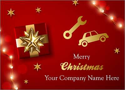 Red Auto Mechanic Christmas Card (Glossy White) 
