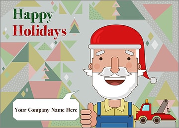 Santa Towing Christmas Card