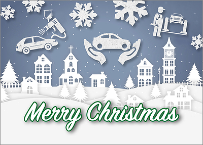 Snowy Auto Body Card (Glossy White) 