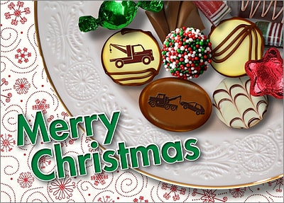 Tow Truck Christmas Candy Card (Glossy White) 