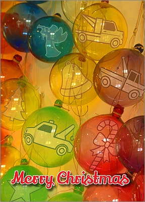 Tow Truck Glass Ornaments (Glossy White) 
