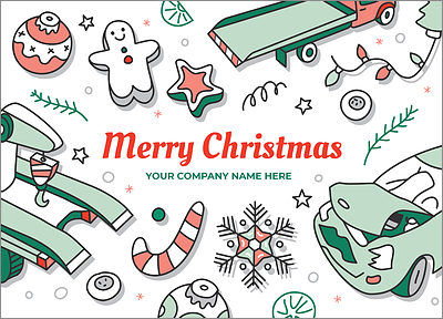 Tow Truck Merry Holiday Card (Glossy White) 