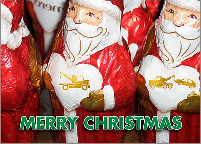 Tow Truck Santas Card (Glossy White) 